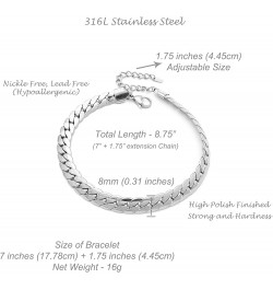 Stainless Steel Chain Bracelet for Men, Women, Girls, Boys Link Chain Adjustable Bracelet Silver / Miami Cuban Chain $9.85 Br...