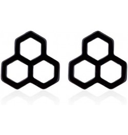 Stainless Steel Tiny Hexagon Honeycomb Bee Hive Post Stud Earrings black $8.04 Earrings