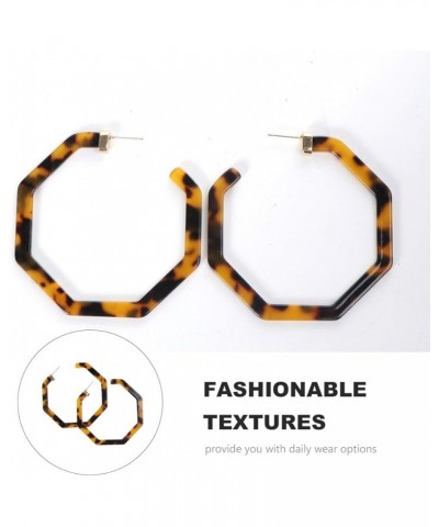 1 Pair of Acrylic Resin Hoop Earrings Women Dangle Stud Earrings Bohemian Statement Jewelry for Women (Shallow tortoise shell...