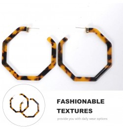 1 Pair of Acrylic Resin Hoop Earrings Women Dangle Stud Earrings Bohemian Statement Jewelry for Women (Shallow tortoise shell...