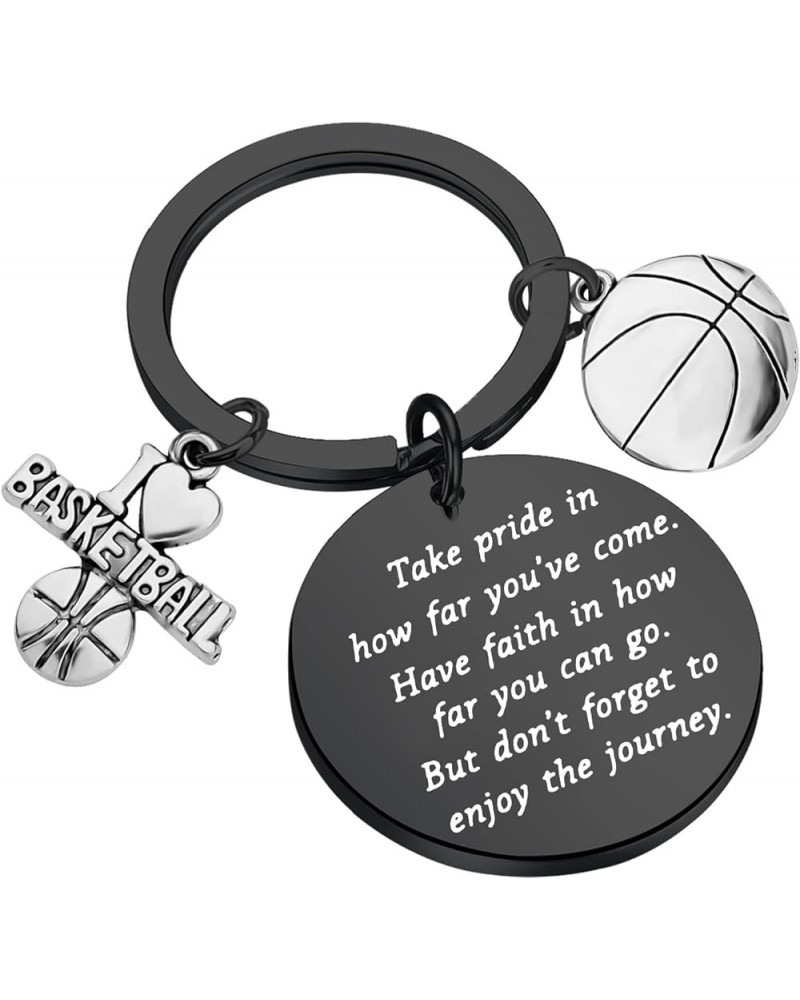 Basketball Keychain Basketball Lovers Gifts Basketball Player Gifts Take Pride In How Far You Have Come Black $9.50 Pendants