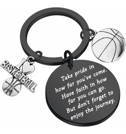 Basketball Keychain Basketball Lovers Gifts Basketball Player Gifts Take Pride In How Far You Have Come Black $9.50 Pendants