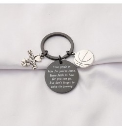 Basketball Keychain Basketball Lovers Gifts Basketball Player Gifts Take Pride In How Far You Have Come Black $9.50 Pendants