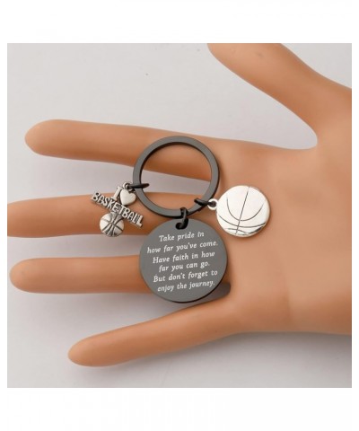 Basketball Keychain Basketball Lovers Gifts Basketball Player Gifts Take Pride In How Far You Have Come Black $9.50 Pendants