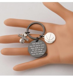 Basketball Keychain Basketball Lovers Gifts Basketball Player Gifts Take Pride In How Far You Have Come Black $9.50 Pendants