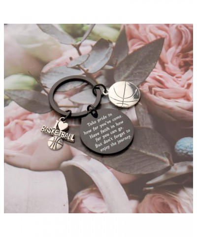 Basketball Keychain Basketball Lovers Gifts Basketball Player Gifts Take Pride In How Far You Have Come Black $9.50 Pendants