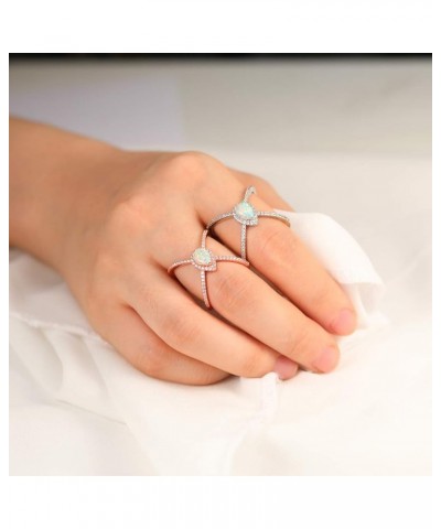 18K White Gold/Rose Gold Plated Pear Opal Crossover X Ring for Women White Gold $8.90 Rings