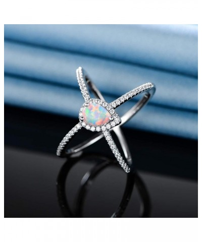 18K White Gold/Rose Gold Plated Pear Opal Crossover X Ring for Women White Gold $8.90 Rings