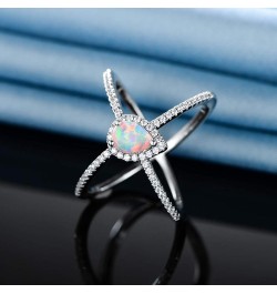 18K White Gold/Rose Gold Plated Pear Opal Crossover X Ring for Women White Gold $8.90 Rings