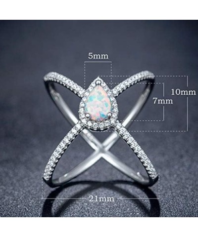 18K White Gold/Rose Gold Plated Pear Opal Crossover X Ring for Women White Gold $8.90 Rings