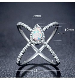 18K White Gold/Rose Gold Plated Pear Opal Crossover X Ring for Women White Gold $8.90 Rings