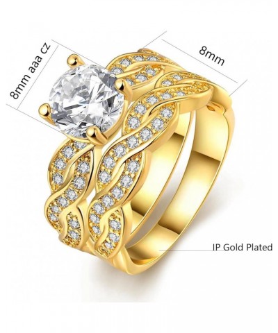 Couple Rings Matching Ring 1.5ct CZ Gold Plated Women Wedding Ring Sets for Him and Her His Her Ring Sets Gold women's size 1...