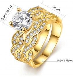 Couple Rings Matching Ring 1.5ct CZ Gold Plated Women Wedding Ring Sets for Him and Her His Her Ring Sets Gold women's size 1...