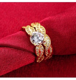 Couple Rings Matching Ring 1.5ct CZ Gold Plated Women Wedding Ring Sets for Him and Her His Her Ring Sets Gold women's size 1...