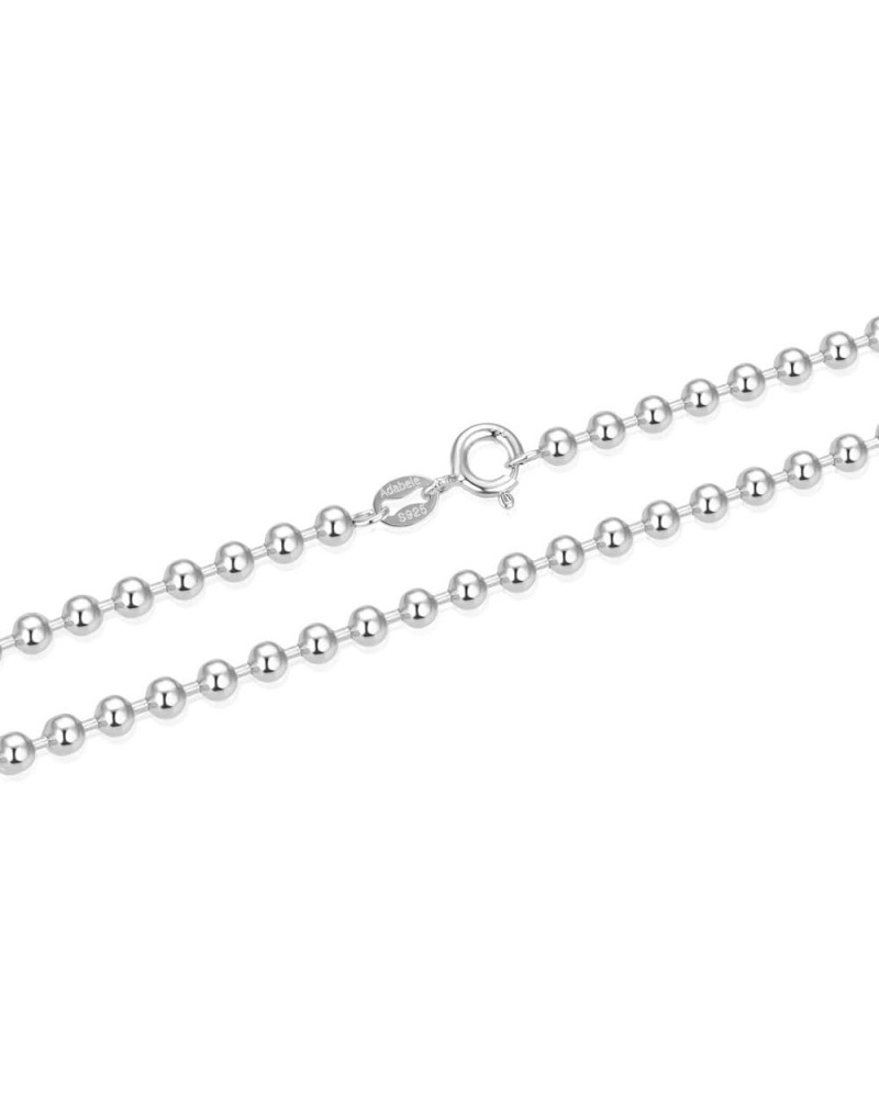 Authentic Sterling Silver Cute Dainty 1mm 2mm 3mm 4mm Beaded Ball Chain Necklace Tarnish Resistant Hypoallergenic Nickel Free...