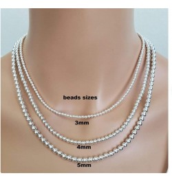 Authentic Sterling Silver Cute Dainty 1mm 2mm 3mm 4mm Beaded Ball Chain Necklace Tarnish Resistant Hypoallergenic Nickel Free...