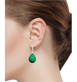 925 Sterling Silver Statement Fixed Wire Earring for Women Pear Gemstone Handmade Jewelry for Gift (98561_E) Emerald Simulate...