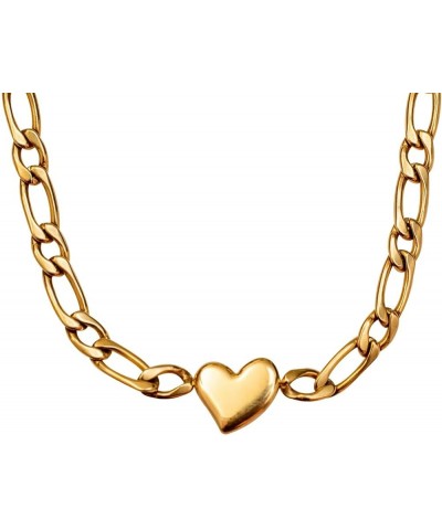 Gold Heart Choker Necklace for Women,18k Chunky Gold Plated Necklace Stainless Steel Heart Jewelry Chunky Chain Choker Collar...