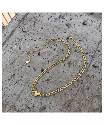 Gold Heart Choker Necklace for Women,18k Chunky Gold Plated Necklace Stainless Steel Heart Jewelry Chunky Chain Choker Collar...