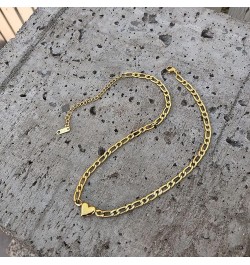 Gold Heart Choker Necklace for Women,18k Chunky Gold Plated Necklace Stainless Steel Heart Jewelry Chunky Chain Choker Collar...