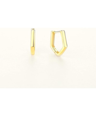 925 Sterling Silver Plain Mini Pentagon Hoop Earrings Plain Geometric Huggie-Hoops for Women Gold Sterling Silver $11.04 Earr...