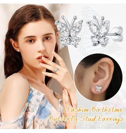 Butterfly Earrings Necklace Ring, 925 Sterling Silver Cute Ear Cuffs/Stackable Rings/Stud Earrings for Women Teen Girls -Stun...