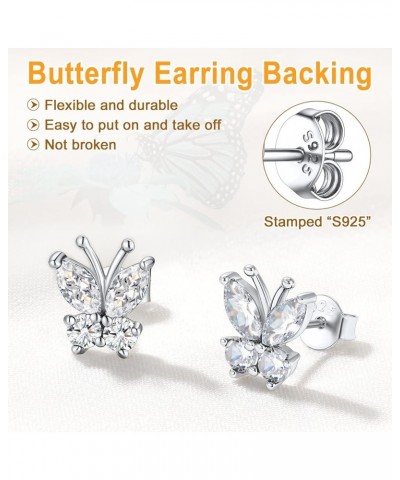 Butterfly Earrings Necklace Ring, 925 Sterling Silver Cute Ear Cuffs/Stackable Rings/Stud Earrings for Women Teen Girls -Stun...