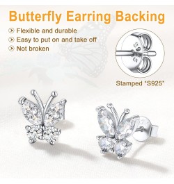 Butterfly Earrings Necklace Ring, 925 Sterling Silver Cute Ear Cuffs/Stackable Rings/Stud Earrings for Women Teen Girls -Stun...