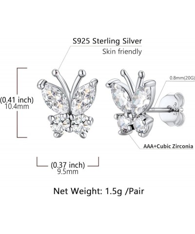 Butterfly Earrings Necklace Ring, 925 Sterling Silver Cute Ear Cuffs/Stackable Rings/Stud Earrings for Women Teen Girls -Stun...