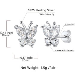 Butterfly Earrings Necklace Ring, 925 Sterling Silver Cute Ear Cuffs/Stackable Rings/Stud Earrings for Women Teen Girls -Stun...