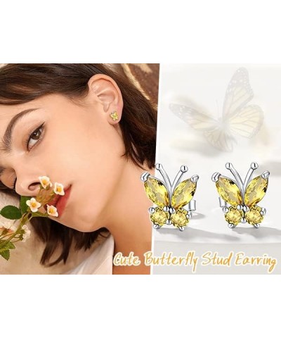 Butterfly Earrings Necklace Ring, 925 Sterling Silver Cute Ear Cuffs/Stackable Rings/Stud Earrings for Women Teen Girls -Stun...