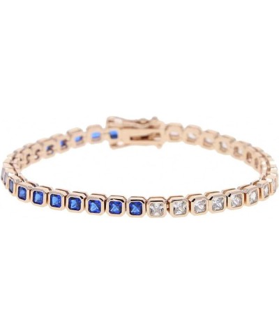 Various Shaped Geometric Bezel CZ Tennis Chain Bracelet Classic Women Jewelry 19cm rose blue square $15.93 Bracelets