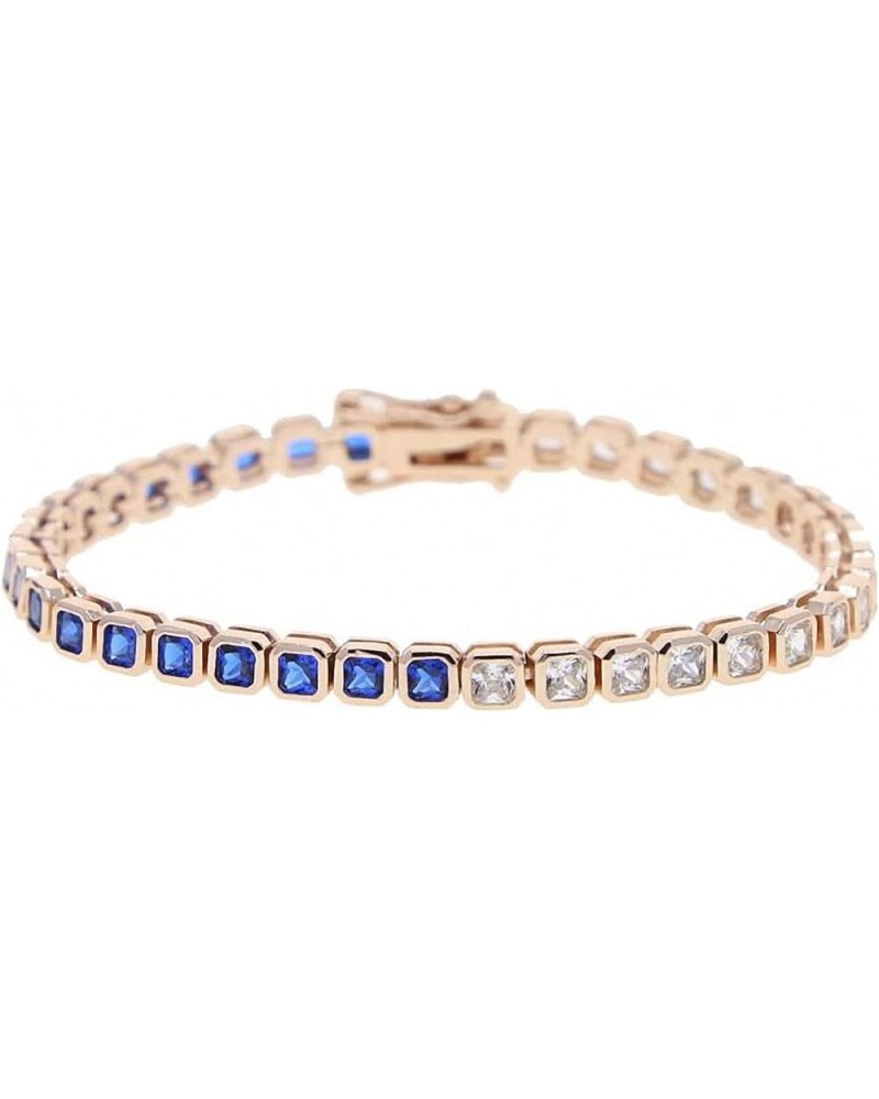 Various Shaped Geometric Bezel CZ Tennis Chain Bracelet Classic Women Jewelry 19cm rose blue square $15.93 Bracelets