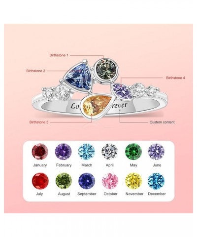 S925 Mothers Ring with 1-8 Simulated Birthstones Personalized Birthstone Ring for Women Custom Family Ring for Mother's Day A...