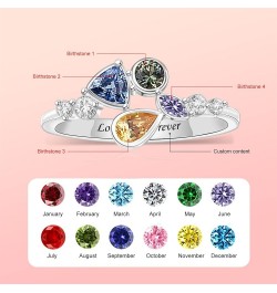 S925 Mothers Ring with 1-8 Simulated Birthstones Personalized Birthstone Ring for Women Custom Family Ring for Mother's Day A...