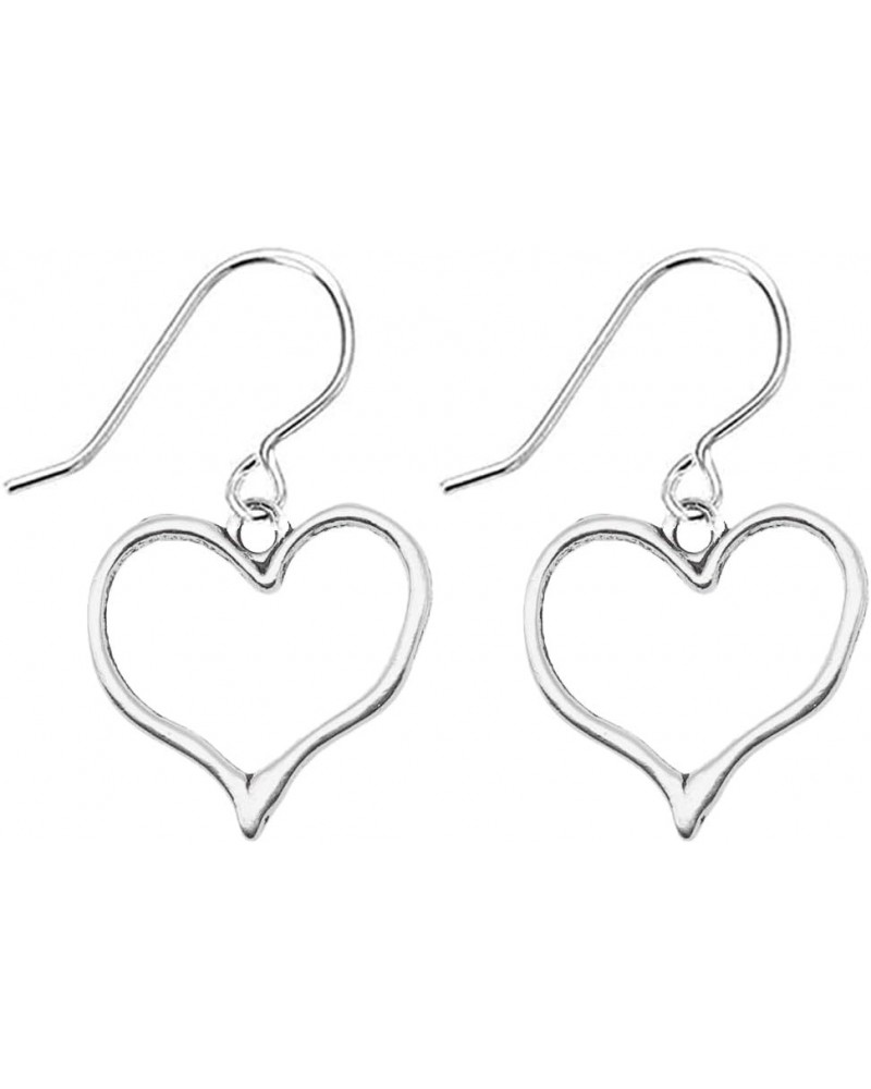 Minimalist Heart Shape Dangle Earrings for Women Girls Silver Tone Love Big Charms Drop Dangling Stud Earring Vintage Lightwe...