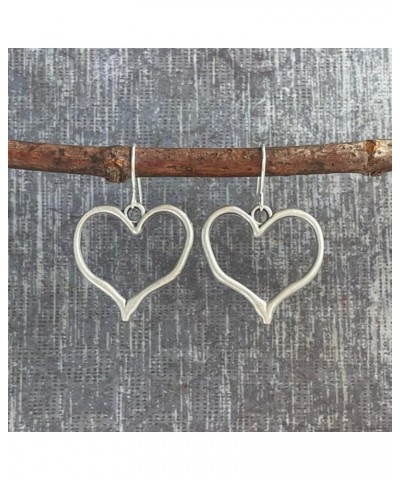 Minimalist Heart Shape Dangle Earrings for Women Girls Silver Tone Love Big Charms Drop Dangling Stud Earring Vintage Lightwe...