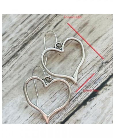 Minimalist Heart Shape Dangle Earrings for Women Girls Silver Tone Love Big Charms Drop Dangling Stud Earring Vintage Lightwe...