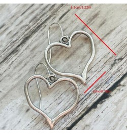 Minimalist Heart Shape Dangle Earrings for Women Girls Silver Tone Love Big Charms Drop Dangling Stud Earring Vintage Lightwe...