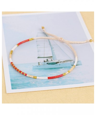 Colorful Seed Beads Friendship Bracelets Handmade Thin Strand Bracelets Women Boho Beach Bracelets 062F $9.50 Bracelets