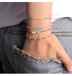 Colorful Seed Beads Friendship Bracelets Handmade Thin Strand Bracelets Women Boho Beach Bracelets 062F $9.50 Bracelets