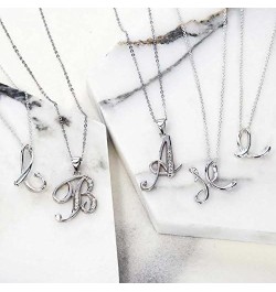 Personalize ABC Script Letter Alphabet Pendant Initial Necklace For Teen Women 14K Gold Plated .925 Sterling Silver Silver Q ...