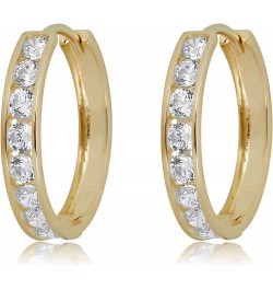 10K Gold Channel Set Simulated Diamond CZ Huggie Hoop Earrings in Yellow or White Gold Yellow Gold, 16mm $40.80 Earrings