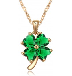 Women 18K Gold Plated Zirconia Crystals Lucky Four Leaf Clover Pendant Necklace 18 inches for Women Green $15.60 Necklaces