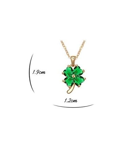 Women 18K Gold Plated Zirconia Crystals Lucky Four Leaf Clover Pendant Necklace 18 inches for Women Green $15.60 Necklaces