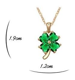 Women 18K Gold Plated Zirconia Crystals Lucky Four Leaf Clover Pendant Necklace 18 inches for Women Green $15.60 Necklaces