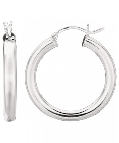 925 Sterling Silver Hoop Earrings - 25 mm (0.98 Inch.) X 4 mm (0.16 Inch.) $23.01 Earrings