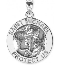 St Michael Necklace Catholic Saint Michael Pendant Round Pendants for Women & Men Crafted in 14K Yellow or White Gold & Sterl...