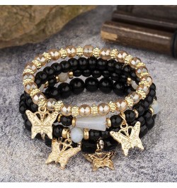 4 Pcs Cute Butterfly Charm Bracelets Set Gold Beaded Stackable Stretch Bracelets Bohemian Summer Jewelry Gifts for Teen Girls...