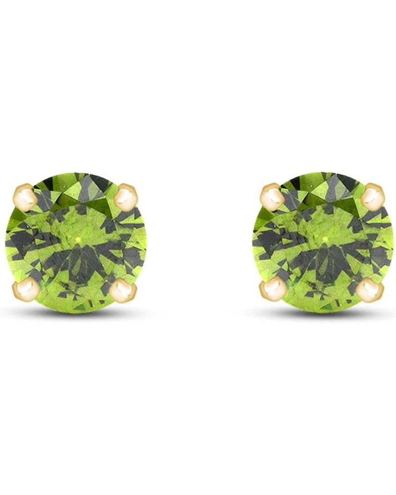 6mm Round Cut Round Cut Stud Earrings in 14k Yellow Gold Over Sterling Silver Simulated Peridot $25.19 Earrings